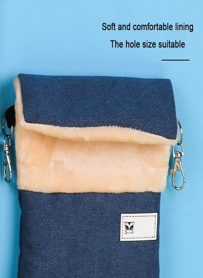 La La Pet Small Hanging Sleep Pouch with Heated Warm Compartment Hammock for Hamster Rat Sugar Glider Squirrel Ferret - Warm Nest Hideout Cave Cage Accessories (Blue, M) - Image 5